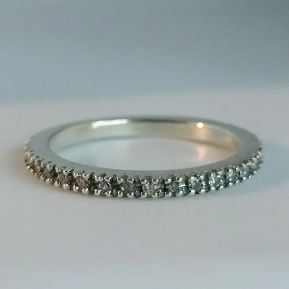 Sterling Silver .15CTS Diamond Band Ring Size 6.5 - Picture 2 of 4